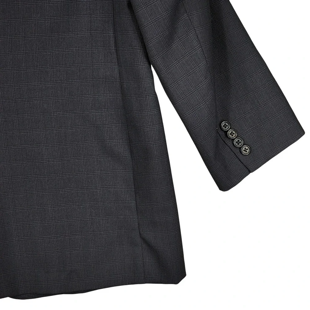 Vtg Hickey Freeman Sport Coat 41L Mens Gray‎ Plaid 100% Wool USA Single Breasted
